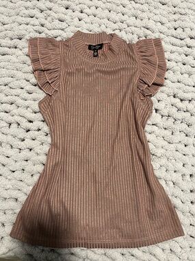 Jessica Simpson Metallic Rose-Copper Ribbed Top